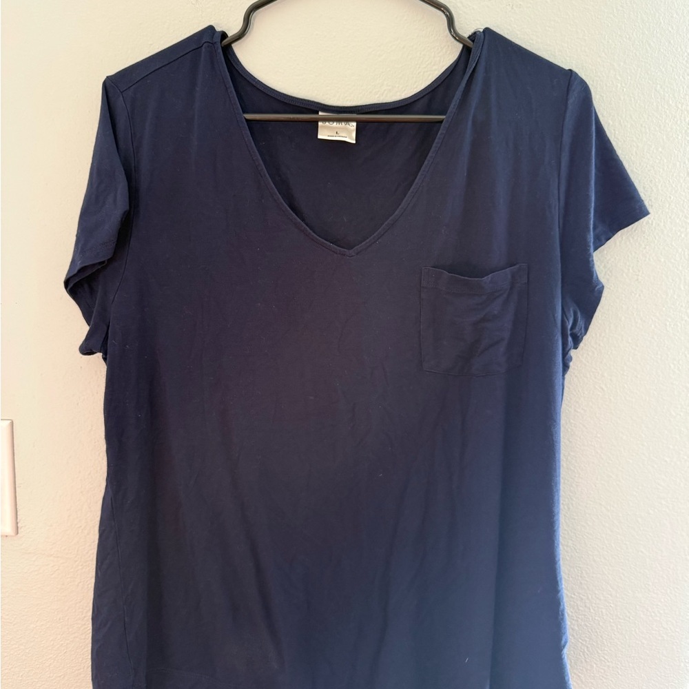 Soma Navy V-Neck Short Sleeve Pocket Tee